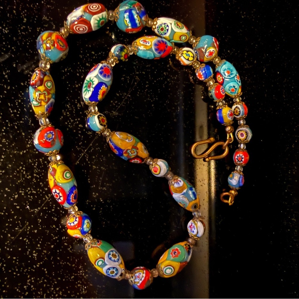 Authentic Murano Millefiori Glass Bead Necklace | Vintage Venetian | Graduated - Picture 12 of 13